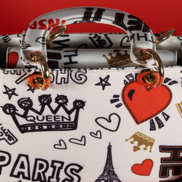 3 AM Forever Fashionnovab Graffiti Bag Clutches Color White - Picture 9 of 10